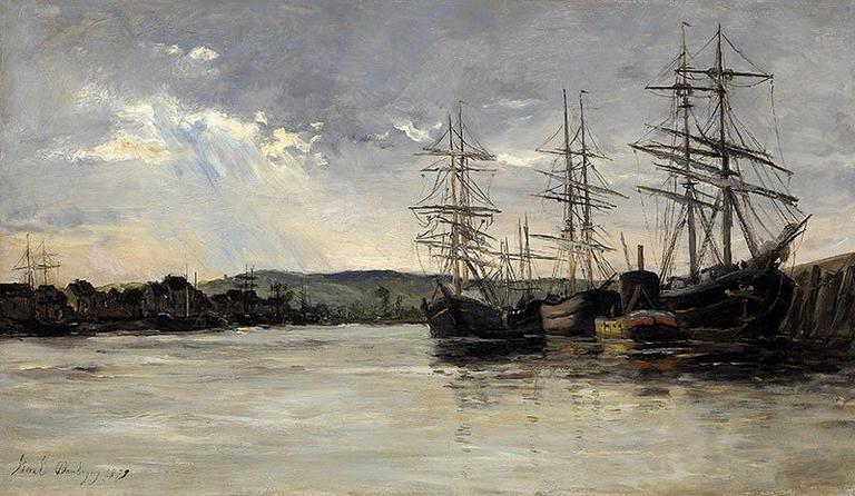 Voiliers sur l'estuaire, Karl Daubigny, 1877
