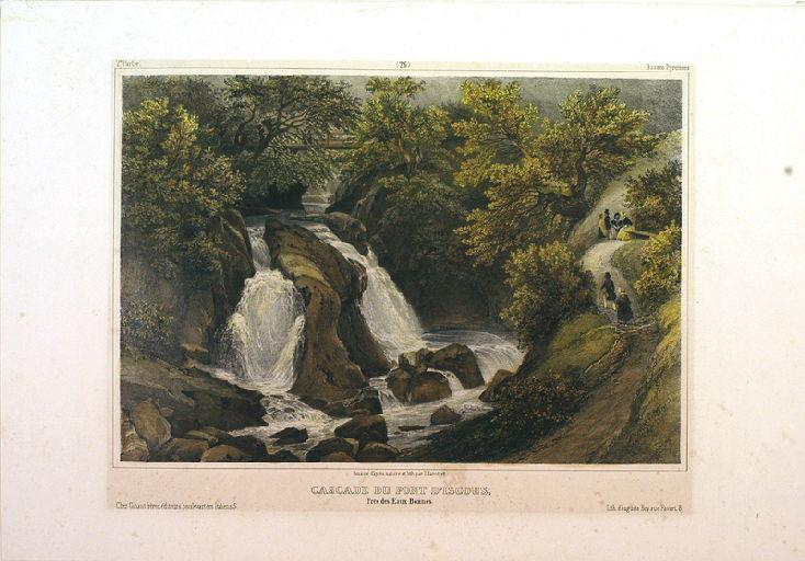 Cascade du pont d'Iscous, près des Eaux Bonnes, Louis-Julien Jacottet, 1835,1836