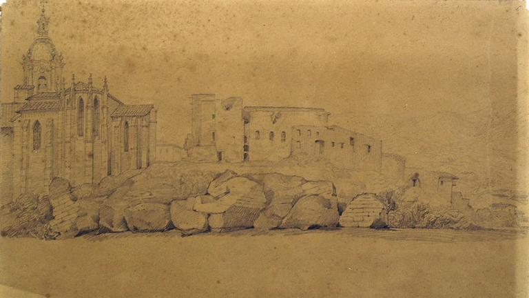 Fontarabie : le chevet de l'église, les ruines du palais de Charles Quint et de la forteresse_0