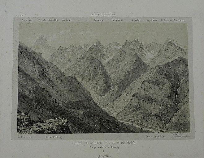 Vallée de Gabas et Pic du-Midi-de-Pau, vue prise, Victor Petit, 2e moitié 19e siècle