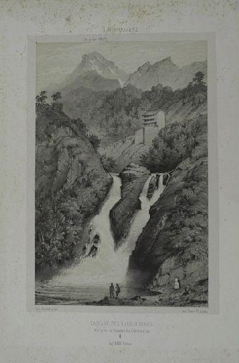 Cascade des Eaux Bonnes. Vue prise au-dessous du chemin, Victor Petit, 2e moitié 19e siècle