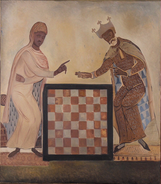 Une Partie d'échecs : un chef maure et un roi franc jouent aux échecs (2ème fragment), Léon Giron, 4e quart 19e siècle