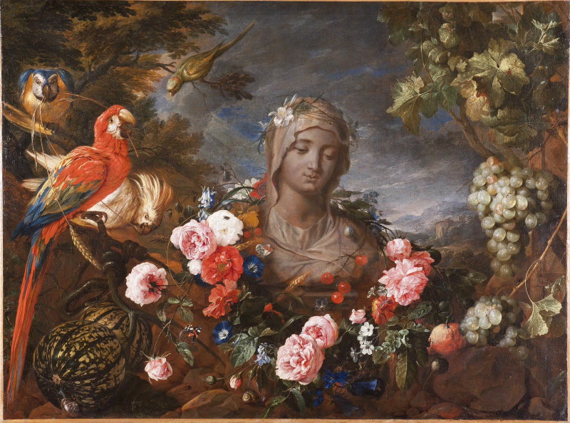 Buste de la Vierge dans une guirlande de fleurs, Jan Davidsz de Heem, 2e quart 17e siècle, 3e quart 17e siècle