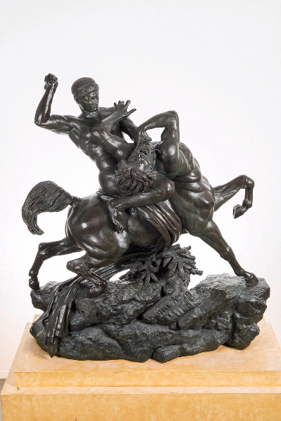 Lutte de Thésée contre le centaure Biénor ; Combat d'un centaure et d'un lapithe, Antoine-Louis Barye, 1850
