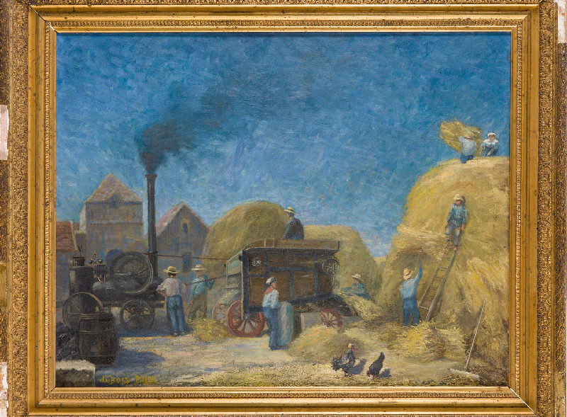 Scène de battage dans la cour de la ferme, Albert Dubois-Pillet, 1880
