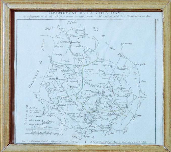 Carte de la Côte d'Or 1802, Pierre Gilles Chanlaire, 1er quart 19e siècle