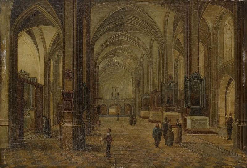 Intérieur d'une église gothique_0