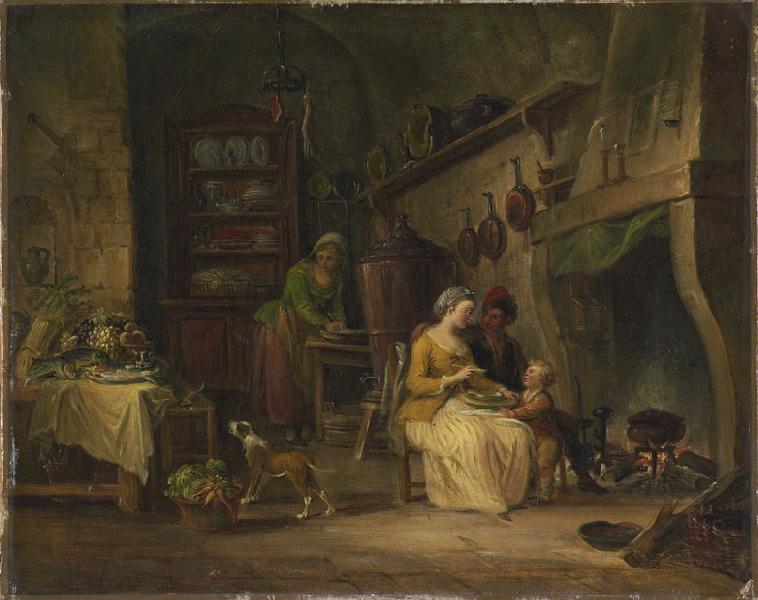 La Bouillie au coin du feu, Jean-Baptiste Lallemand, 18e siècle