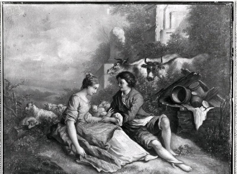 Sujet pastoral (copie d'après Jean-Baptiste Huet), Jean-Baptiste Huet, 19e siècle