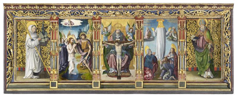 Retable de Clairvaux ; La Trinité ; Baptême du Christ ; Ascension ; Saint Bernard ; Saint Maloché_0