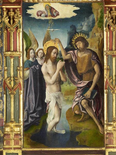 Retable de Clairvaux ; La Trinité ; Baptême du Christ ; Ascension ; Saint Bernard ; Saint Maloché_2