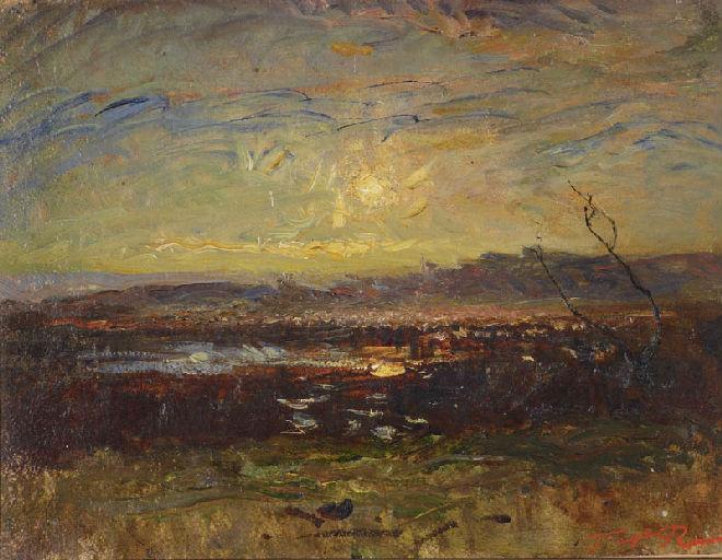 L'Etang de l'Aleva au couchant, François-Auguste Ravier, 19e siècle
