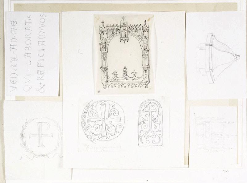 Album factice de dessins sur Dijon et la Bourgogne (27) : Six croquis et relevés d'inscriptions, François-Alexandre Pernot, 19e siècle