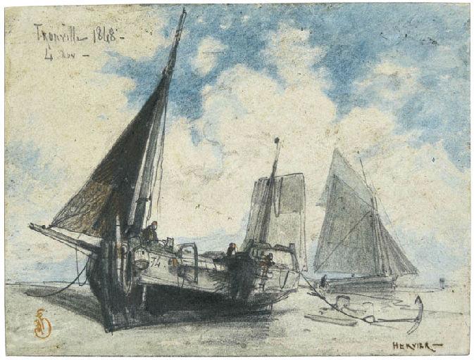 Marée basse à Trouville, Adolphe Hervier, 1848