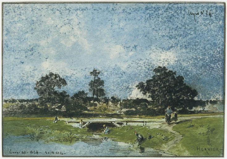 Lavandières à Caen, Adolphe Hervier, 1864