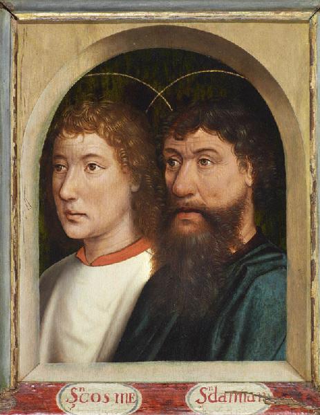 Deux apôtres ; Saint Côme et saint Damien (Titre donné par le cadre mais ne correspondant pas à l'iconographie d'origine)_0