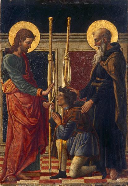 Saint Antoine présentant un pèlerin à saint Jacques ; Un Pèlerin entre deux saints (ancien titre, inventaire, 1901)_0