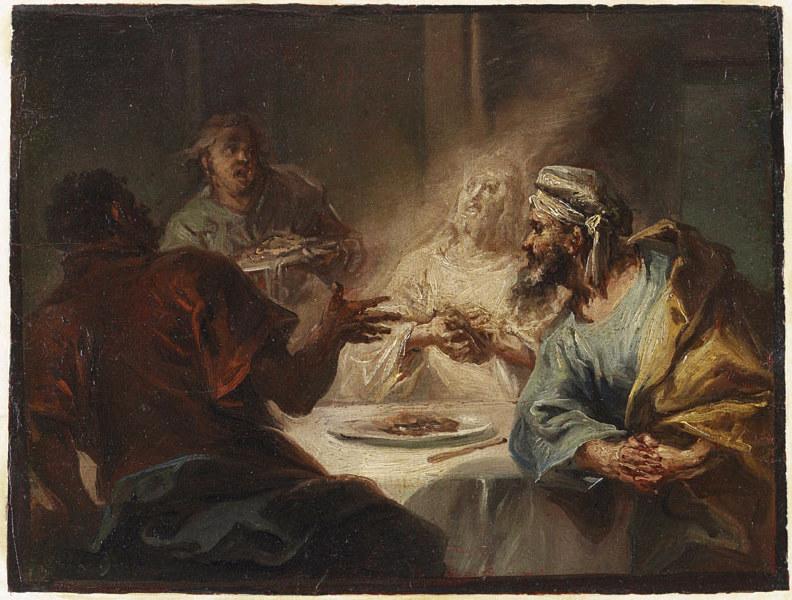 Les Disciples d'Emmaüs (reconnaissent Jésus-Christ à la fraction du pain), Franz Anton Kraus, 2e quart 18e siècle
