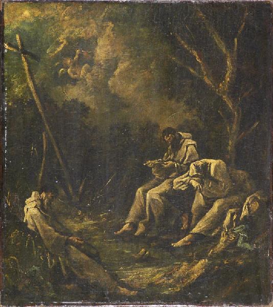 Trois Moines camaldules en prière dans la forêt, Alessandro Magnasco, 1ère moitié 18e siècle