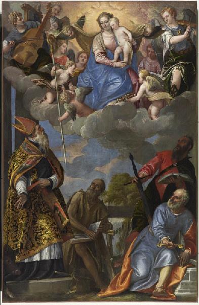 La Vierge apparaissant à saint Antoine, saint Paul ermite, saint Paul et saint Pierre, Veronese, 1580-1590