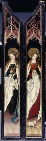 Sainte Agnès et sainte Emérentienne (face) ; Légende de sainte Agnès (revers)_2