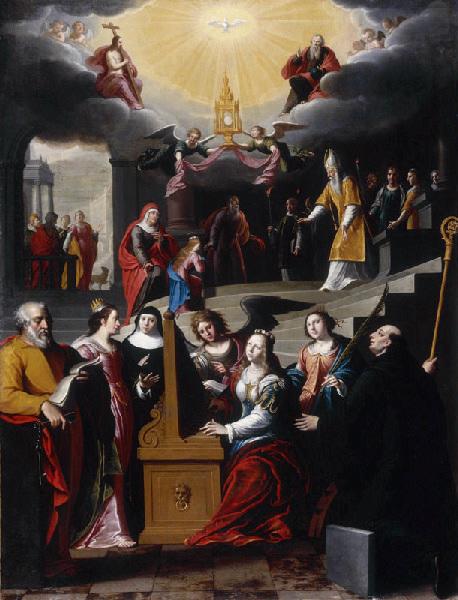 La Présentation de la Vierge au Temple avec groupe de saints autour de sainte Cécile_0