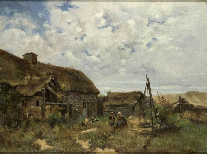 Cour de ferme en Normandie, Jules Hereau, 2e moitié 19e siècle