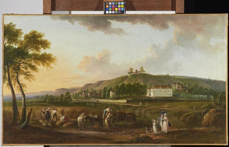 Vue du château de Daix ; Louis Fardel et sa famille devant le château de Daix (autre titre), Jean-Baptiste Lallemand, 1770