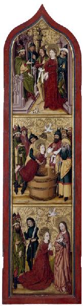 Légende de sainte Marguerite (face) ; Saint Jean-Baptiste (revers du volet droit), Maitre Des Ronds De Cobourg, 1478,1485