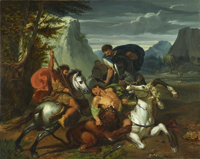 Chasse au lion, Bénigne Gagneraux, 1795 vers