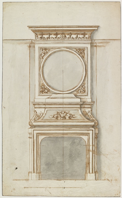 Cheminée avec panneau circulaire vide (Titre attribué), Jean Dubois, 2e moitié 17e siècle