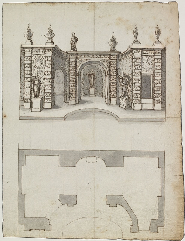 Nymphée en élévation et en plan (Titre attribué), Jean Dubois, 2e moitié 17e siècle