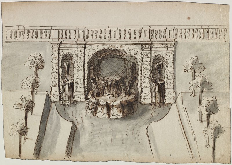 Fontaine monumentale au bout d'un canal (Titre attribué), Jean Dubois, 2e moitié 17e siècle