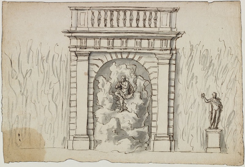 Nymphée avec une statue de Pan (Titre attribué), Jean Dubois, 2e moitié 17e siècle