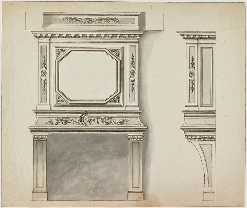 Cheminée surmontée d'un panneau octogonal vide (Titre attribué), Jean Dubois, 2e moitié 17e siècle