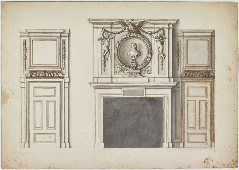 Cheminée avec buste de femme surmontée d'un aigle (Titre attribué), Jean Dubois, 1661