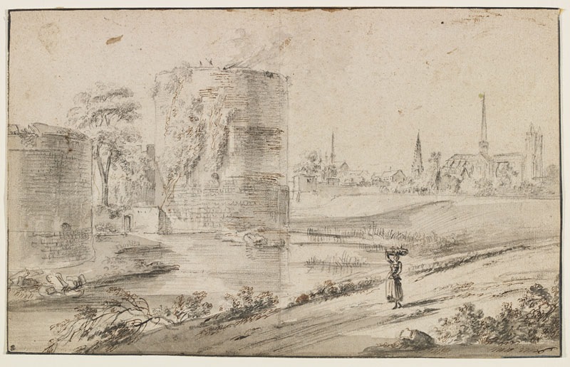 Vue de Dijon avec le château des Gendarmes au premier plan, Jean-Baptiste Lallemand, 2e moitié 18e siècle