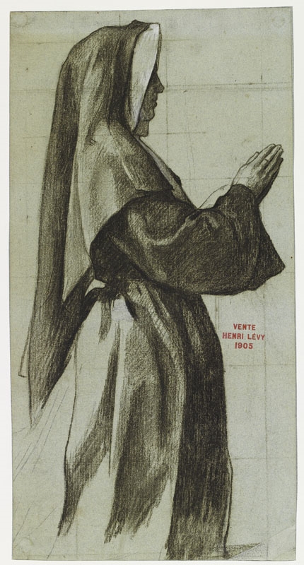 Étude pour Sainte Jeanne de Chantal ; Deux études pour le voile de sainte Jeanne de Chantal (1971, Dijon, Le Christ de pitié), Henri Léopold Lévy, 1894 - 1896