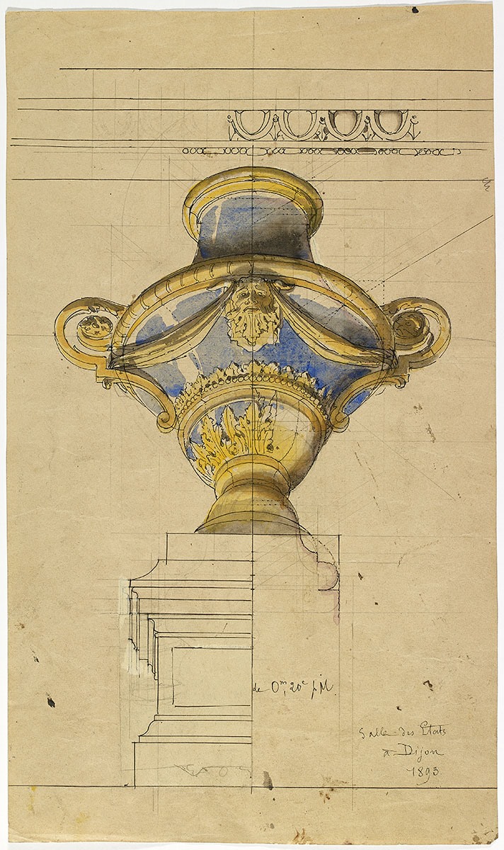 Esquisse pour le décor du plafond de la salle des Etats de Bourgogne (Titre attribué) ; Elévation d'une vasque (Titre attribué)_0
