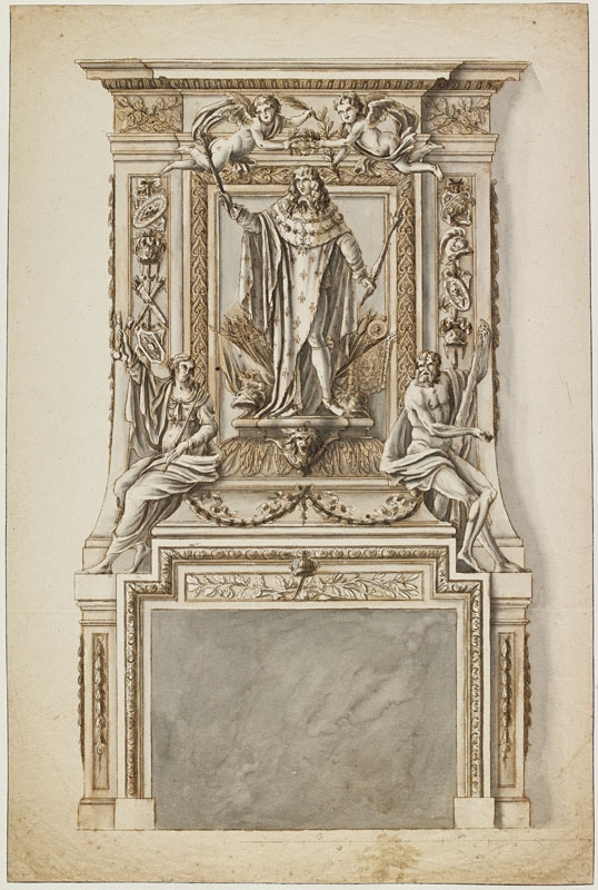 Cheminée avec Louis XIV en tenue de sacre, Jean Dubois, 3e quart 17e siècle