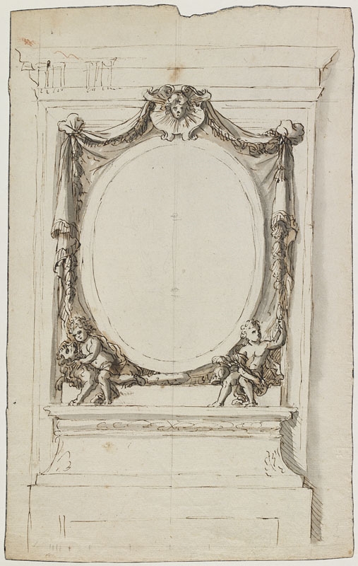 Cheminée avec médaillon en réserve, surmonté d'un masque apollinien (Titre attribué), Jean Dubois, 2e moitié 17e siècle