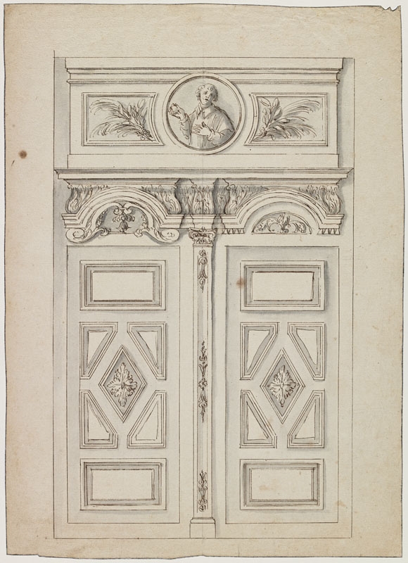 Doubles portes surmontées d'un saint en médaillon (Saint Etienne ?) (Titre attribué), Jean Dubois, 2e moitié 17e siècle