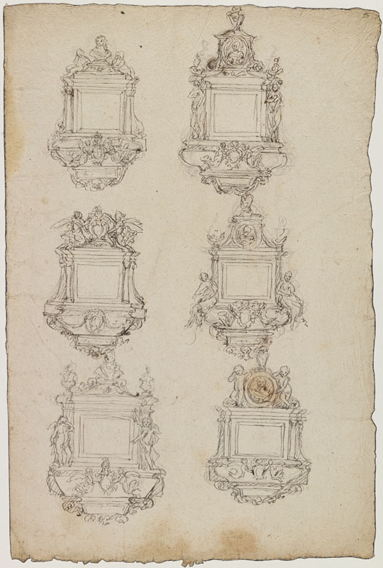 Six projets pour le tombeau de Jeanne Fremyot (Titre attribué), Jean Dubois, 2e moitié 17e siècle
