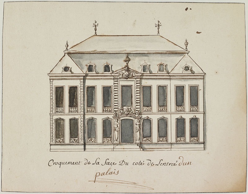 Croquement de la face du côté de l'entrée d'un palais (Titre d'origine)_0