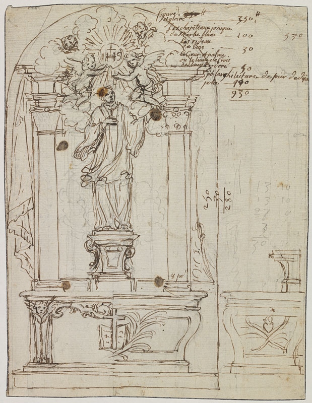 Autel avec un saint Jésuite (Titre attribué) ; Coeur enflammé_0
