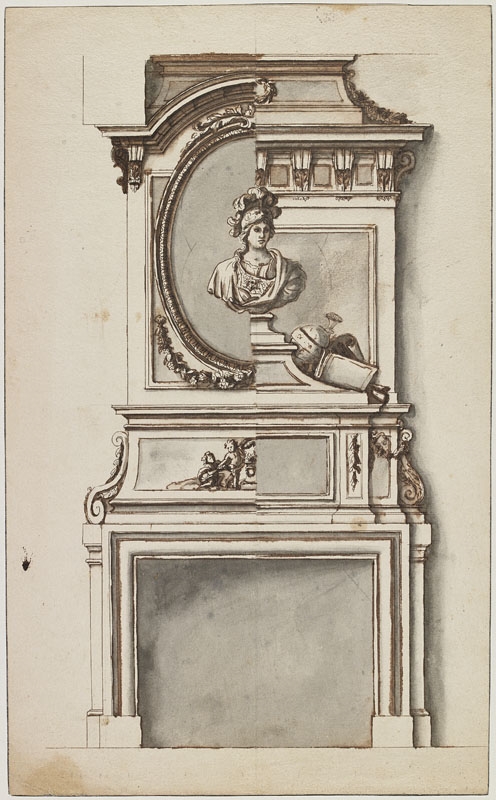 Cheminée avec buste de Minerve et attributs des sciences (Titre attribué)_0