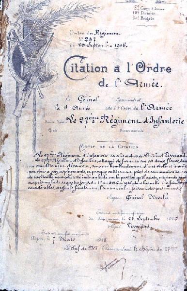 Citation à l'ordre de l'Armée_0