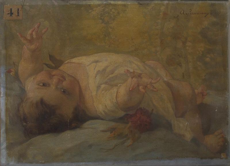 Bébé couché, Amélie Reumaux, 1877