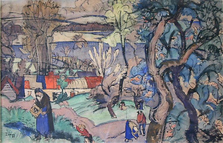 Village au bord de la mer (La Clarté), Jules Emile Zingg, 1918