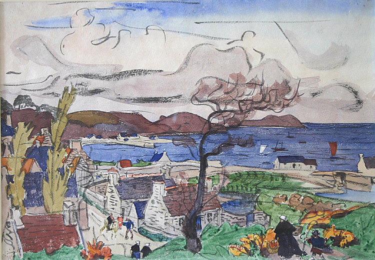 Le hameau de la Clarté ; appelé aussi Printemps en Bretagne ou Paysage marin, Jules Emile Zingg, 1918